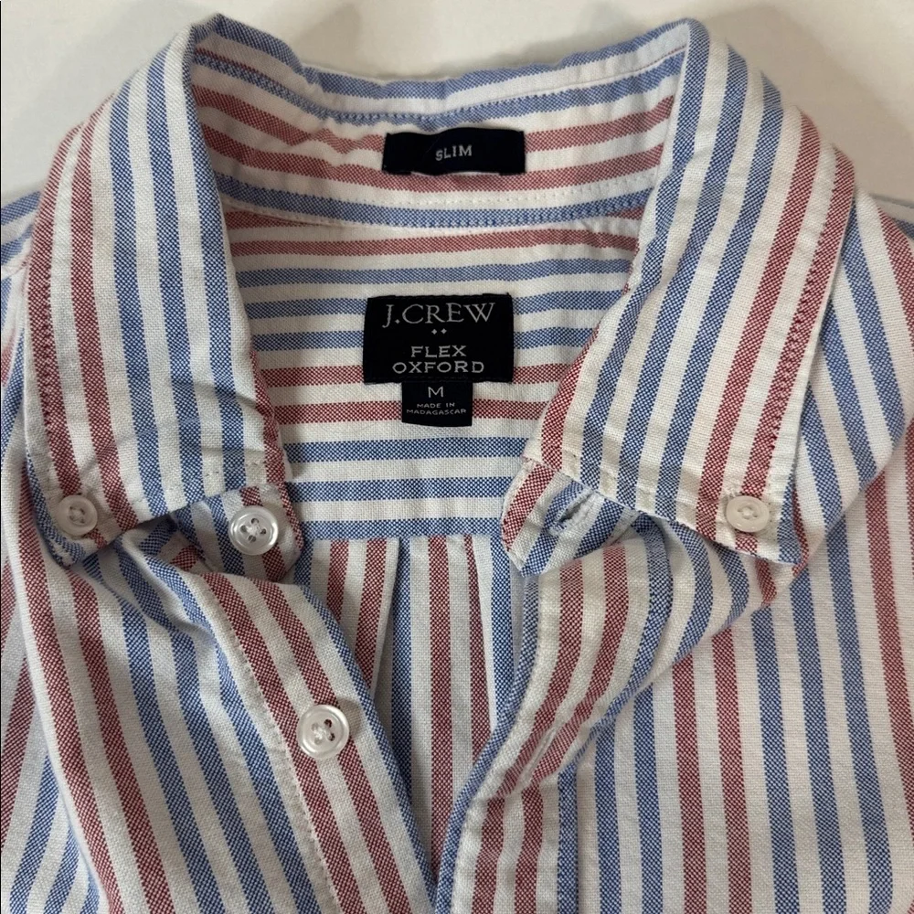 J Crew Flex Oxford Button Down Cotton Shirt Slim Fit - Pink / Blue / White